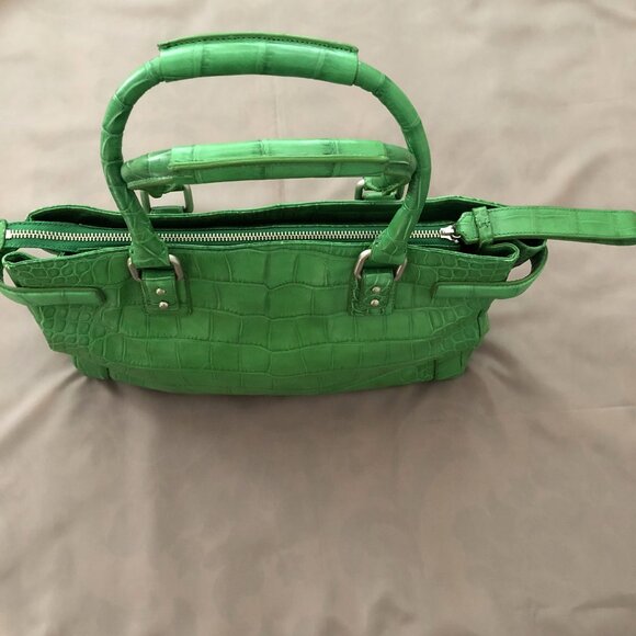 Club Monaco Rich Green Leather Tote - Picture 3 of 11
